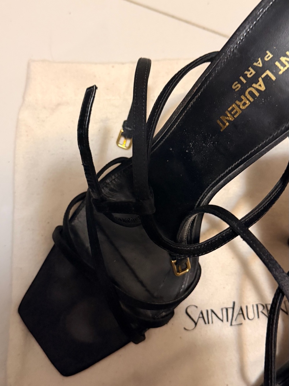 Saint Laurent Black Multi-Strap Heels - Picture 4 of 7